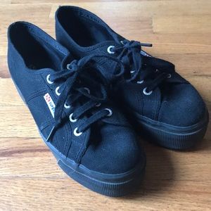 Superga platform black sneakers size 38